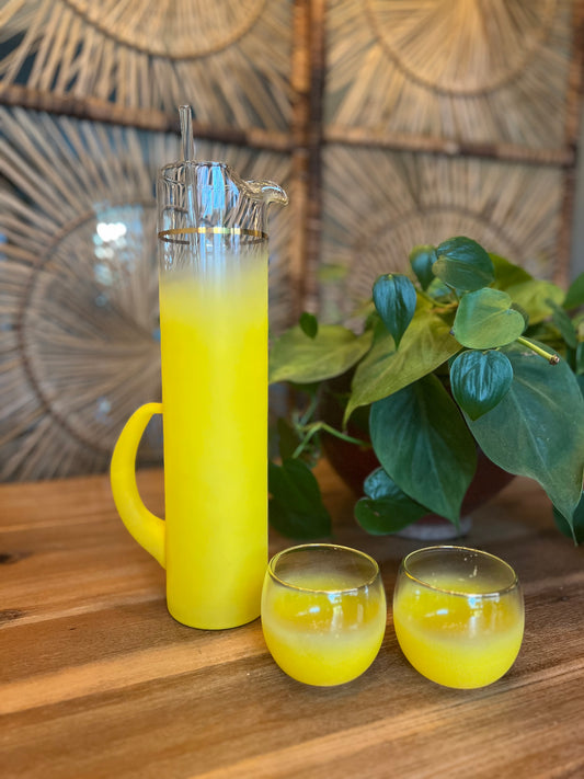 Vintage Blendo Frosted Yellow Cocktail Set