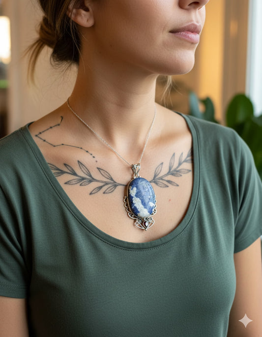 Oval Sodalite Sterling Silver Pendant