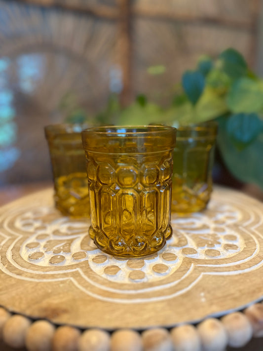 Vintage Anchor Hocking Georgian Amber Glass Tumblers