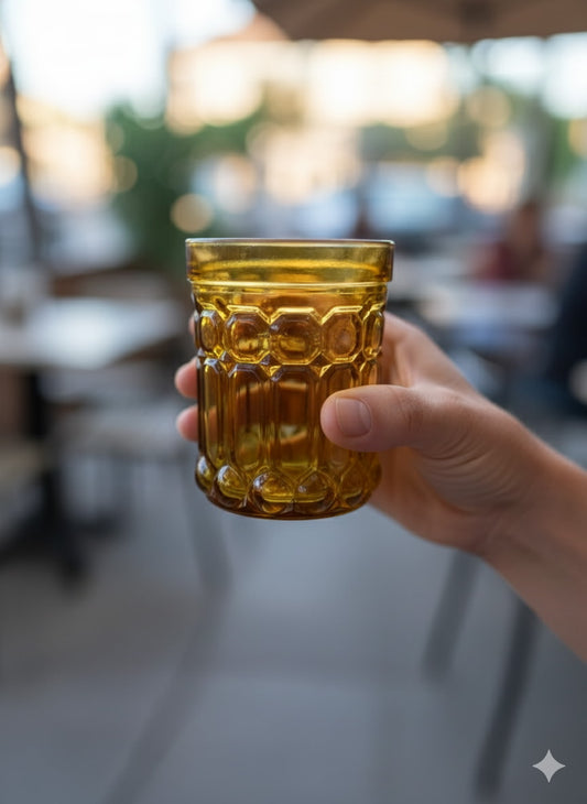 Vintage Anchor Hocking Georgian Amber Glass Tumblers