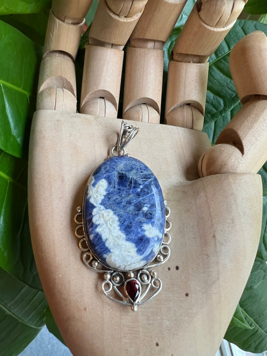 Oval Sodalite Sterling Silver Pendant
