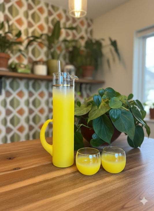 Vintage Blendo Frosted Yellow Cocktail Set